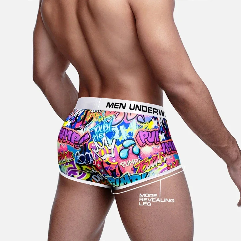 Sexy Men Underwear Funny Briefs Underpants Graffiti Panties Jockstrap Thongs Low Waist Butt Lifter  Lingerie Male Boxers