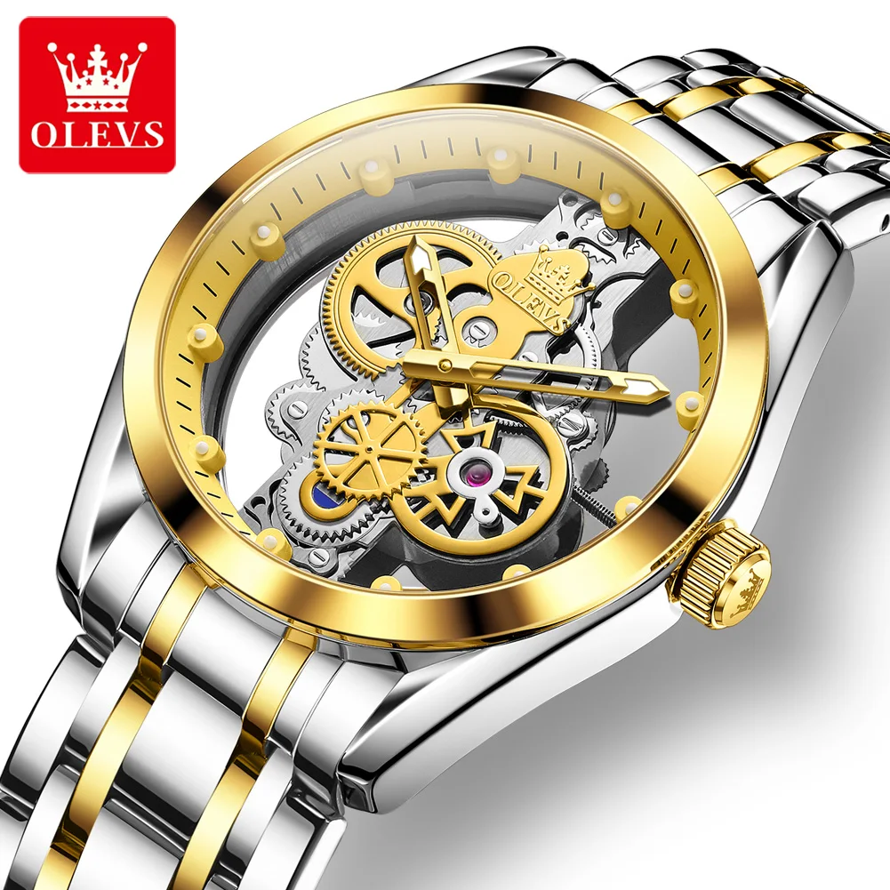 

OLEVS 3725 Men Watch Transparent Dial Fashion Men's Quartz Watch Casual Wristwatch