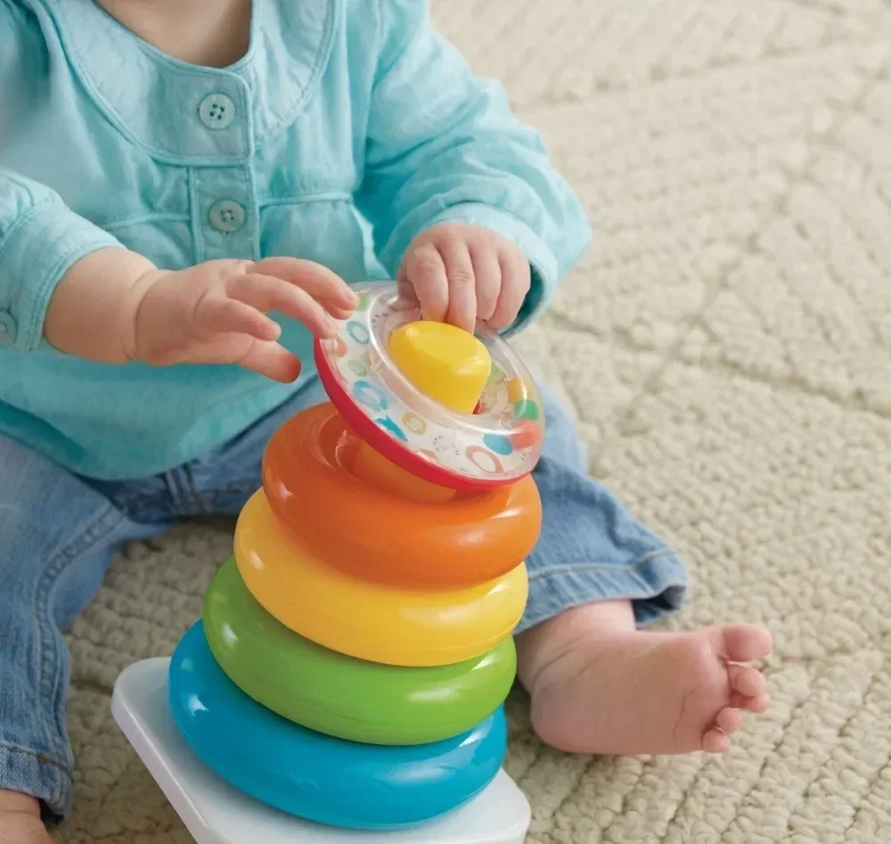 Jouets éducatifs pour bébés de 0 à 36 mois, tour arc-en-ciel, anneau d'apprentissage des bases brillantes, hochet Rock-a-Stack