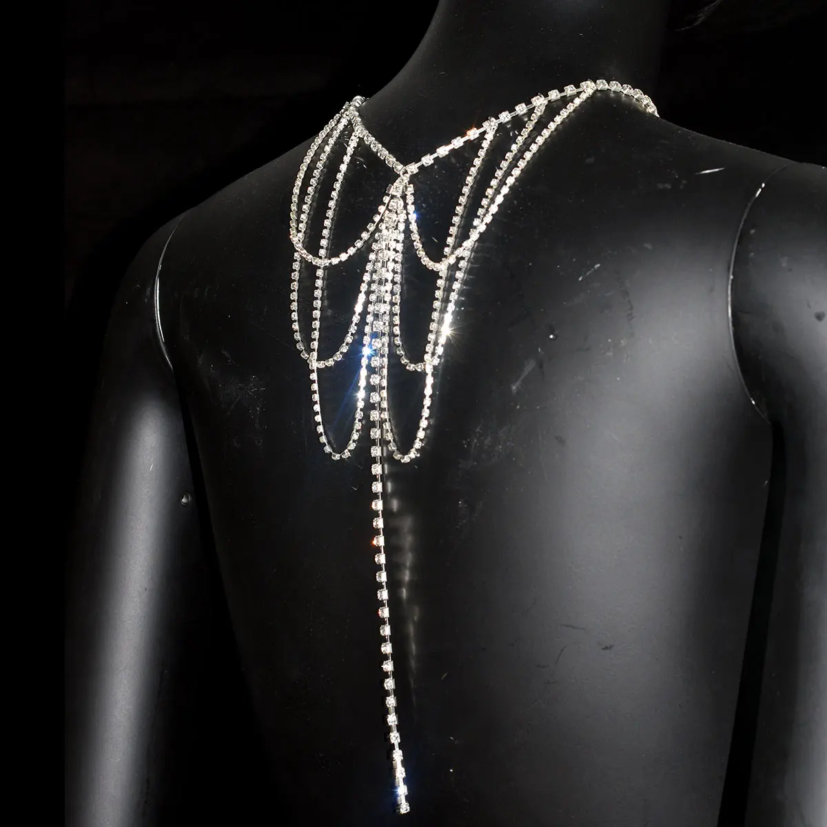 Sexy Fashion Butterfly Shape Body jewelry For Woman Shiny Back Chain With Rhinestones Stage Performance Party Costume Chain