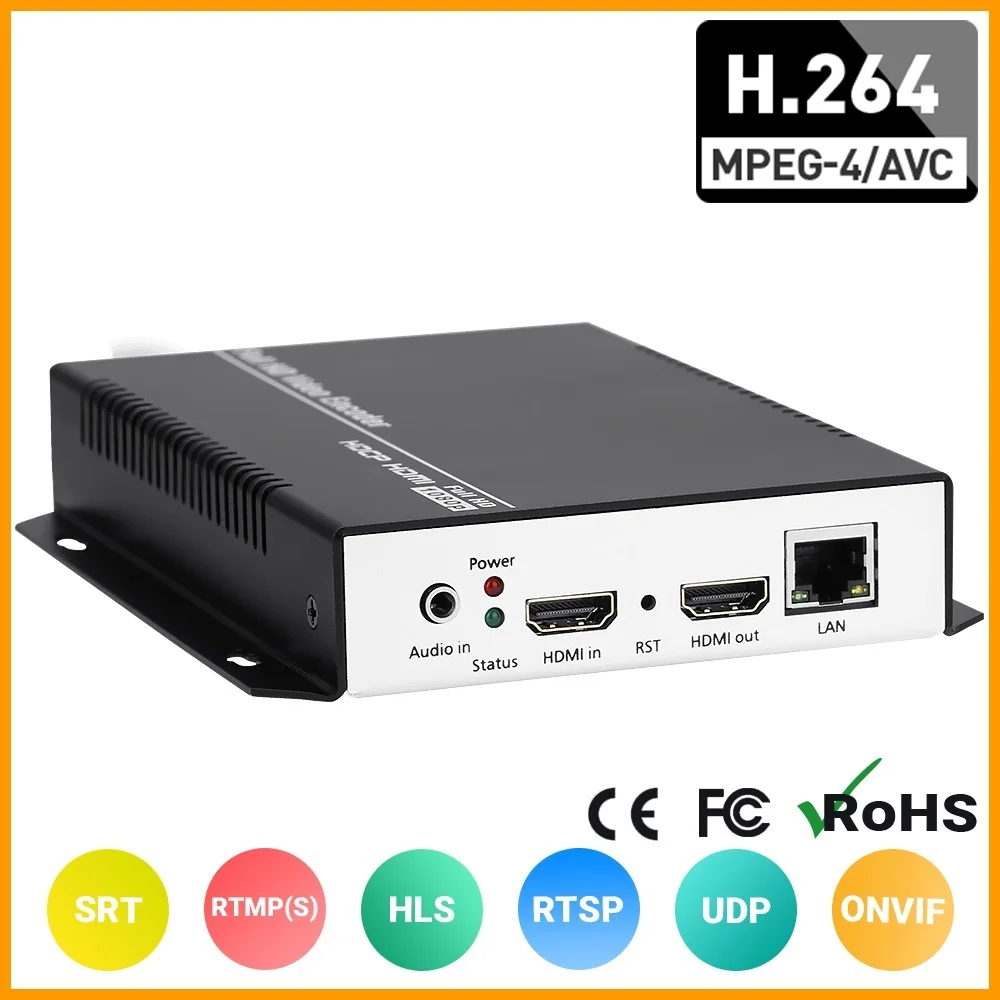 New! MPEG4 HDMI Video IP Encoder IPTV H.265 H.264 RTSP RTMP SRT Live Encoder for IPTV Live Broadcast Twitch Youtube Facebook