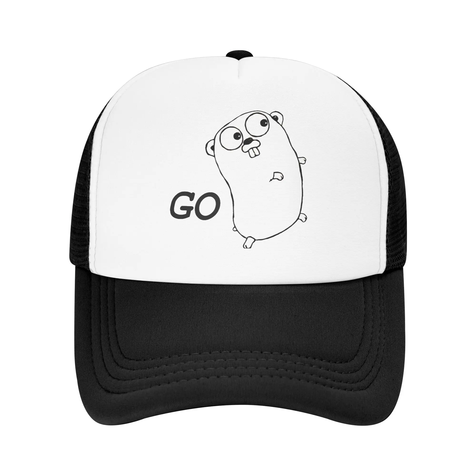 Go GoLang Gopher Language Running  Mesh Foam Trucker Hat Stylish  Summer Outdoor Snapback Cap Adjustbale For Casual Headwear