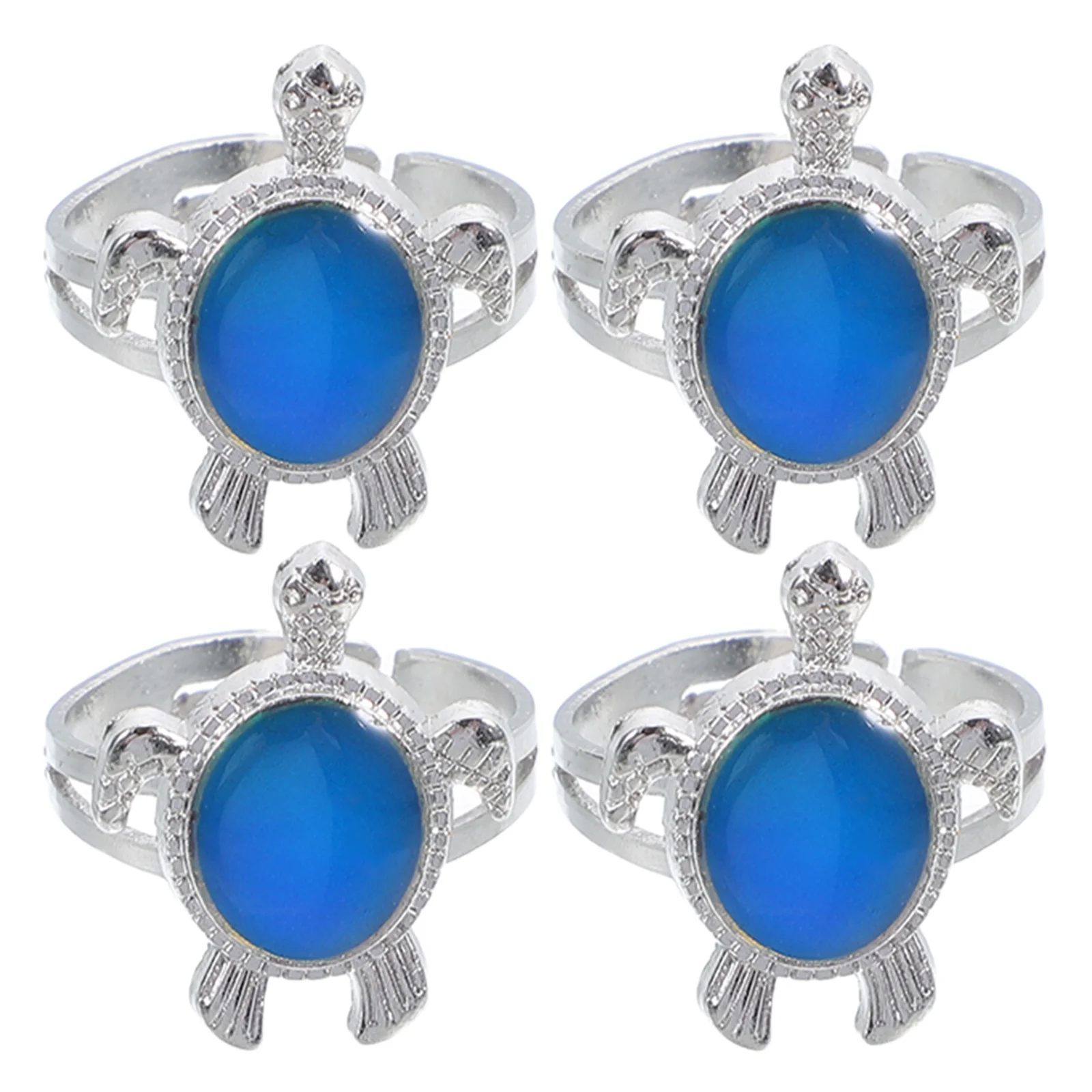 

4Pcs Turtle Mood Ring Color Changing with Body Heat Emotional Fluctuation Indicator Fun Personality Ring for Unisex Daily Wear