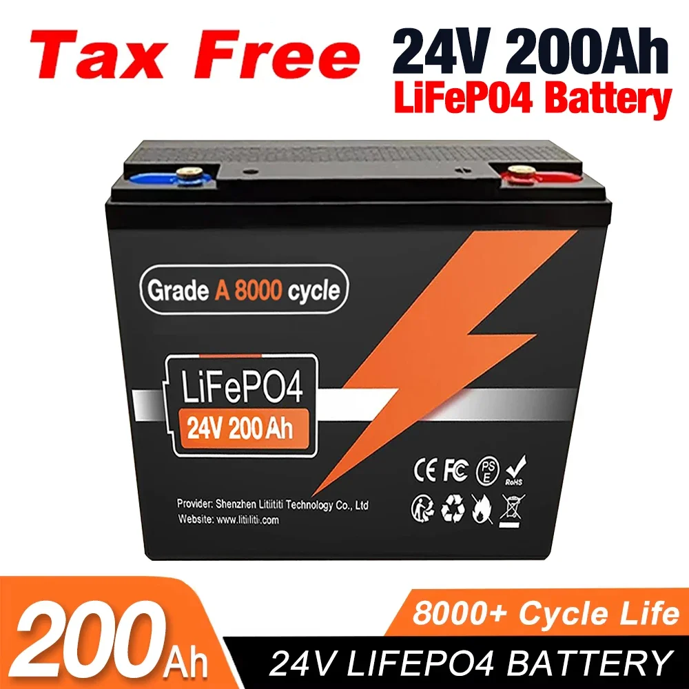 

NEW 24V 200Ah LiFePO4 Battery, Built-in 200A BMS, 8000+ Cycles, Perfect for RV/Camper, Solar, Marine, Overland/Van, Off-Grid