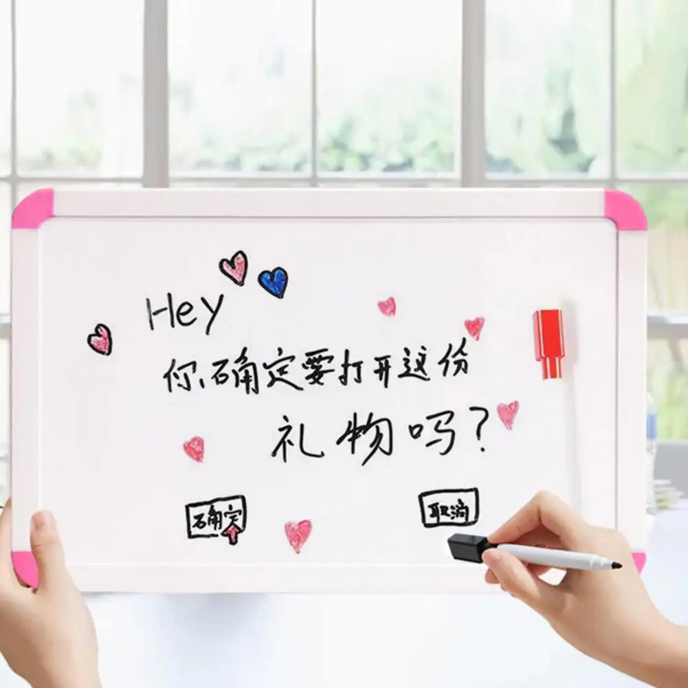 Pizarra magnética de borrado en seco de doble cara, juego de pizarra blanca magnética portátil de doble cara para uso en el hogar, oficina y escuela para dibujar