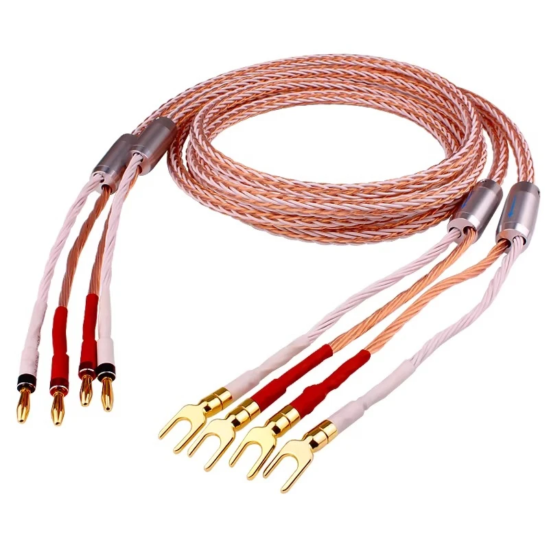 Fever 7N single crystal copper audio speaker cable HIFI main speaker power amplifier banana head Y plug audio cable
