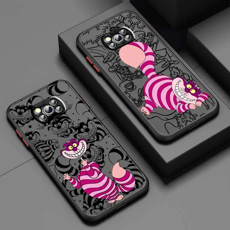 

Disney Cheshire Cat Cartoon For Xiaomi Poco X6 X5 X4 X3 M6 M5s M5 M4 M3 F6 F5 F4 F3 Pro 5G Frosted Translucent Phone Case