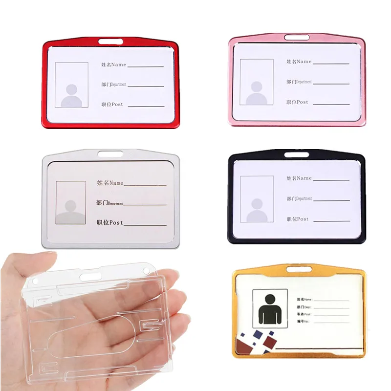 aluminio alloy id card tampa nome cartao de trabalho badge holder case for staff enfermeira bus card manga metal cheast tag 01