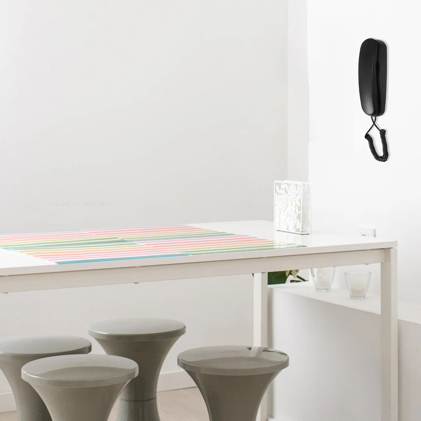 هاتف سلكي مثبت على الحائط، أسود للمنزل والمكتب والفندق، هاتف معلق على الحائط، صوت منزلي واضح، اتصال متعدد الخطوط #3