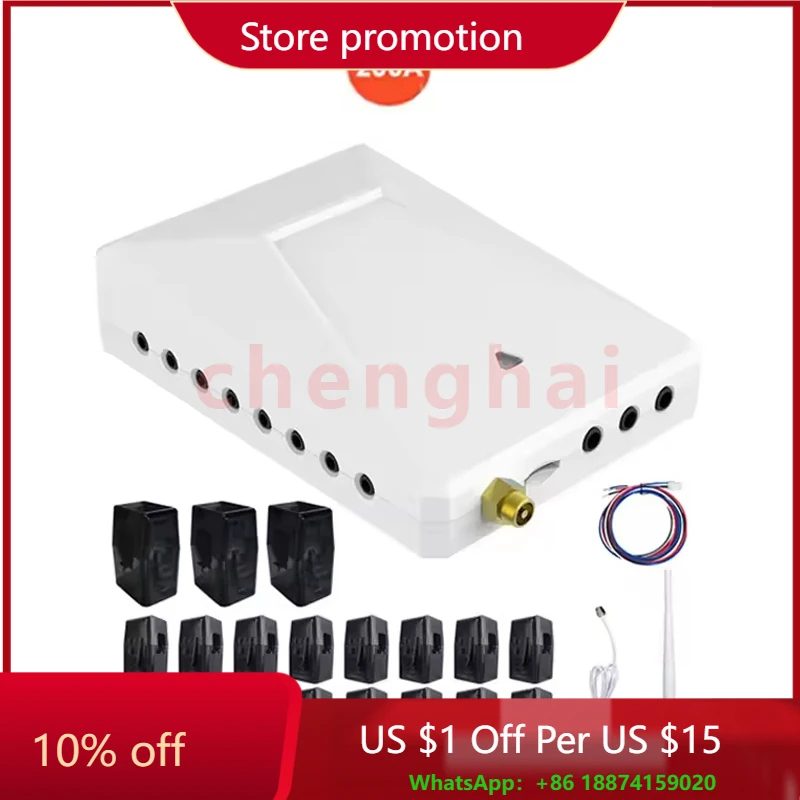 

Tuya Wi-Fi 200A 3-фазный 4-проводной двунаправленный интеллектуальный счетчик энергии с 16 Sub 50A CT Монитор солнечной энергии в реальном времени KWH