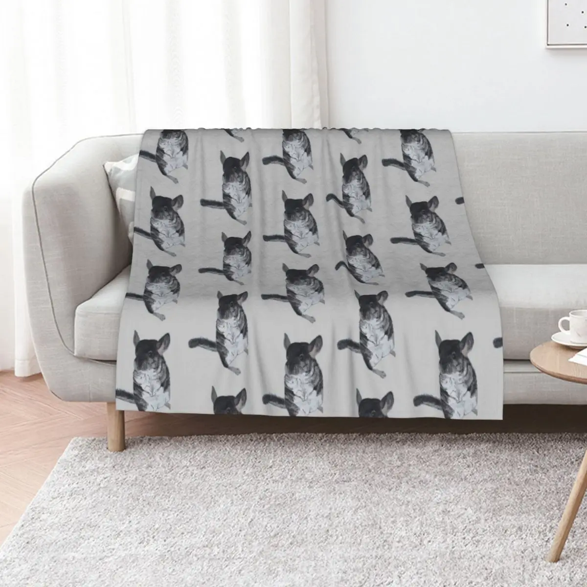 Grey Chinchilla Watercolor Throw Blanket Extra Large Throw Luxury Designer Summer Thermals For Travel Polar Bed covers Blankets