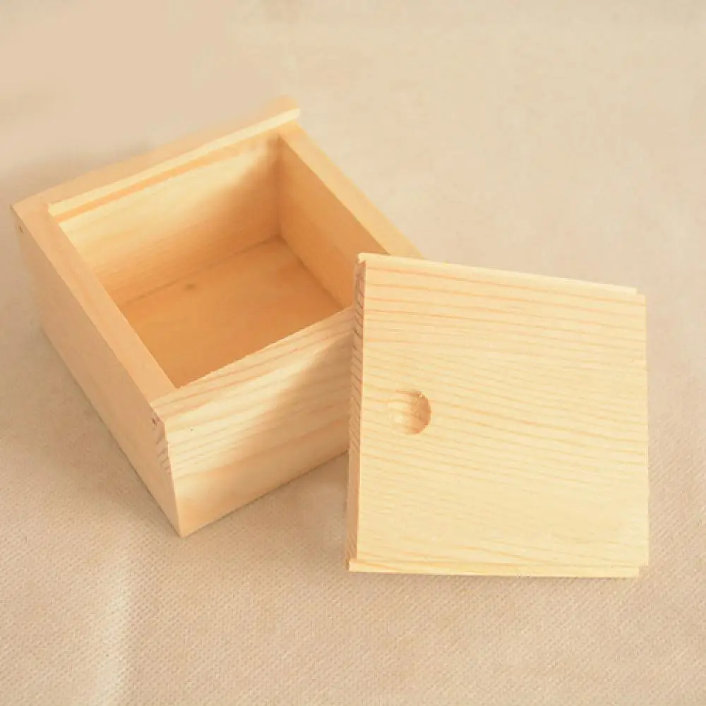 Vintage Simple Plain Wooden Necklace Jewelry Small Gadgets Storage Box Square Case Ювелирные Шкатулки