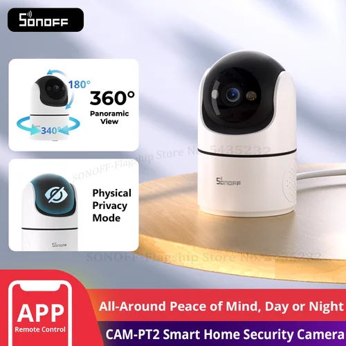 Imagen 1 del producto SONOFF CAM PT2 Cámara de seguridad inteligente para el hogar Visión nocturna inteligente 360 °   Monitoreo remoto HD con vista panorámica y interacción en tiempo real