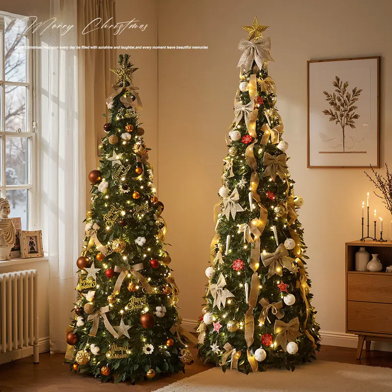 Portable Collapsible Big Xmas Tree Complete Decor Set Durable Adornment For Home Indoor & Shopping Mall Festive Display