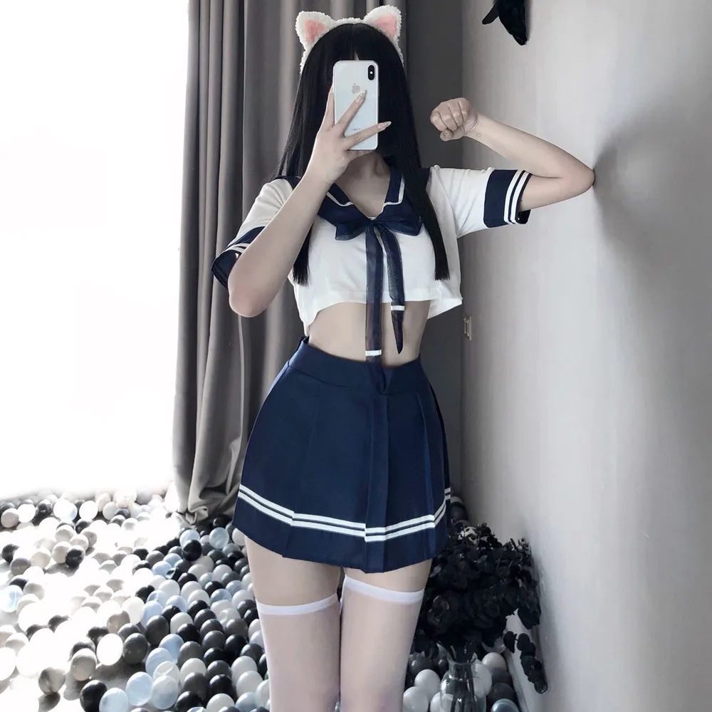 Женская мини-юбка, короткий топ, сексуальная одежда, женская сексуальная студенческая форма, косплей для эротического костюма, игры для взрослых, комплект секс-униформы