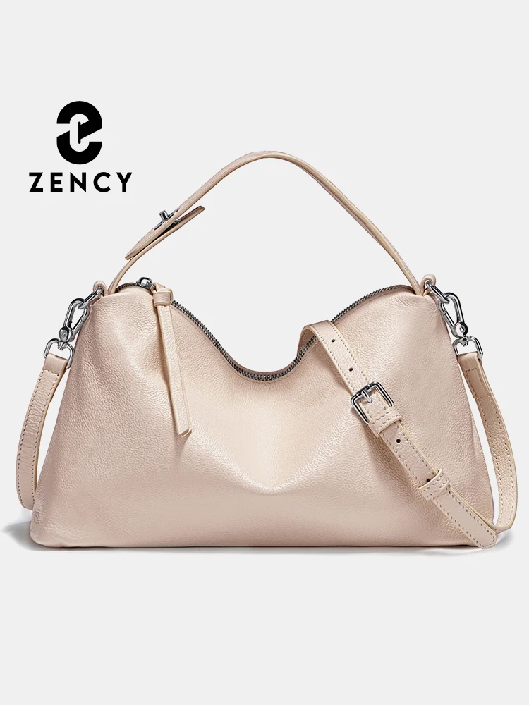 

Zency Genuine Leather Tophandle Bag Fashion Hobo Bag Women Shoulder Handbag Crossbody Designer Elegant White Satchel Retro Brown