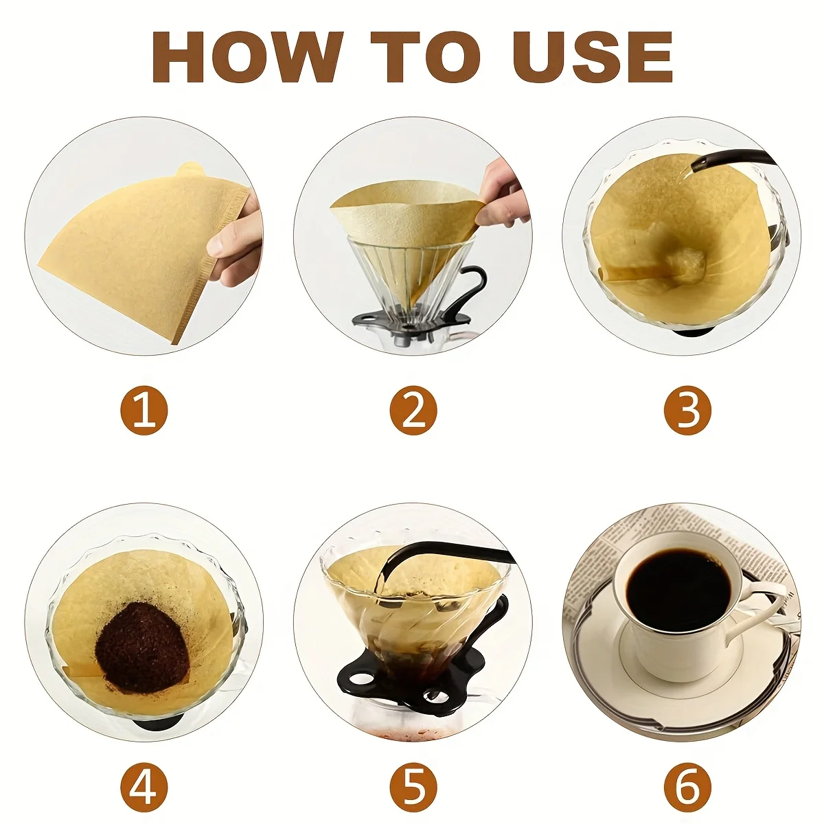 100Pcs Coffee Cone Filter Coffee Filtering Paper Espresso Cone Filter Paper Coffee Filter Holder