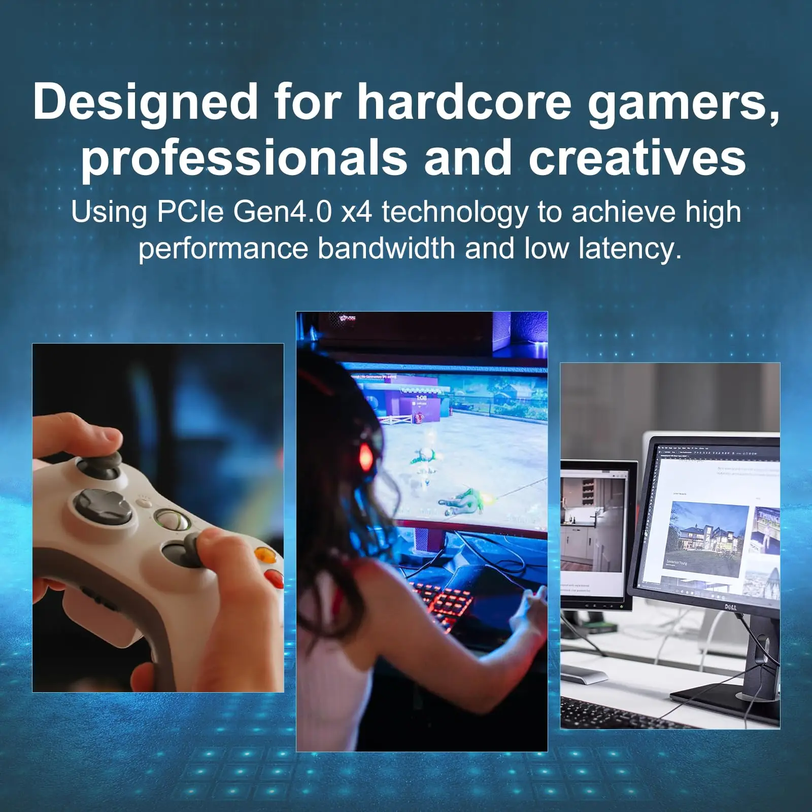 Ediloca EN870 M.2 2280 SSD 7400MB/s NVMe PCIe Gen4.0x4 Internal Solid State Drive PS5 Dynamic SLC Cache for Gaming PC Laptop