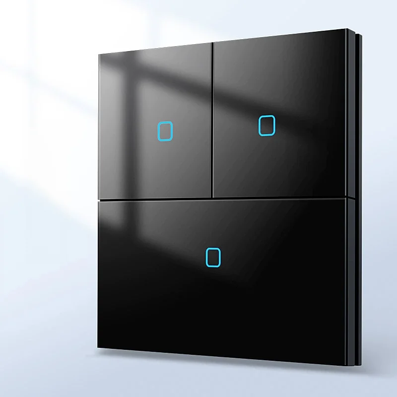 86 Type Black Concealed Tempered Glass Switch Panel For Household Use Single Open Dual Control Wall Switch Led Night Light