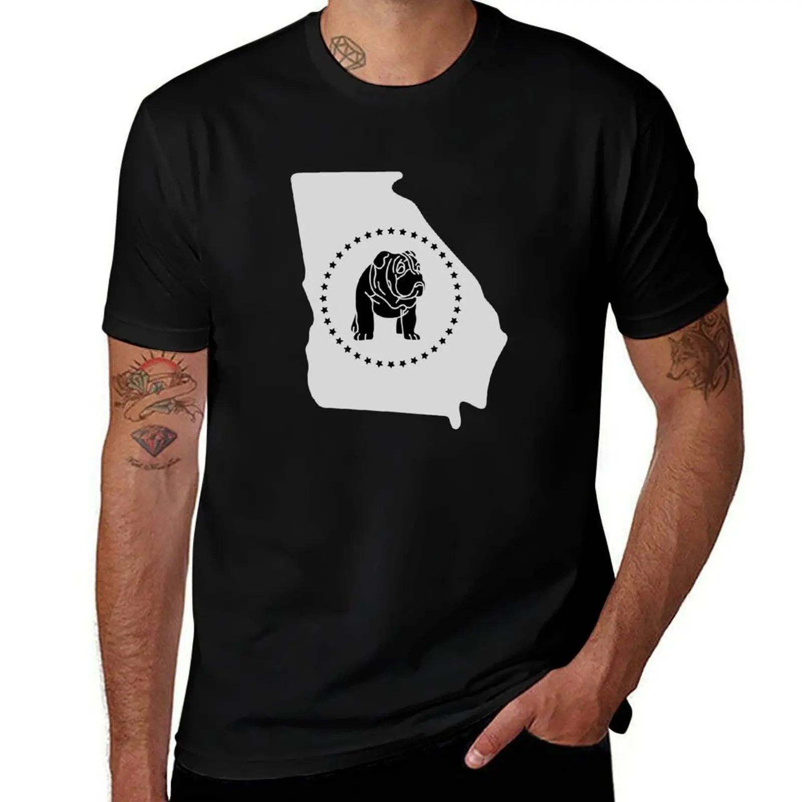 

Star Dawg and State Pride, Simple University of Georgia Design T-Shirt rapper graphic tees fashion shirts Short sleeve tee men