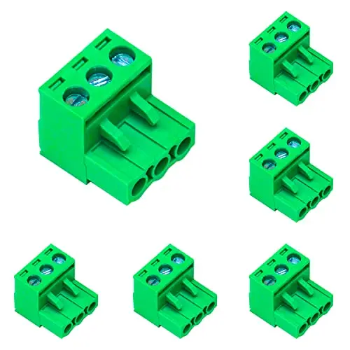 

6 Pcs 5.08mm 3 Pin Phoenix Type Connector Green PCB Screw Terminal Block 3 Pole