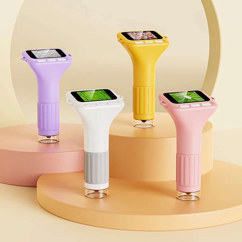 مجهر قوي للأطفال 2 بوصة مجهر رقمي محمول للأطفال مع 8 مصابيح LED تكبير 1000X مجهر جيب بتركيز يدوي #5