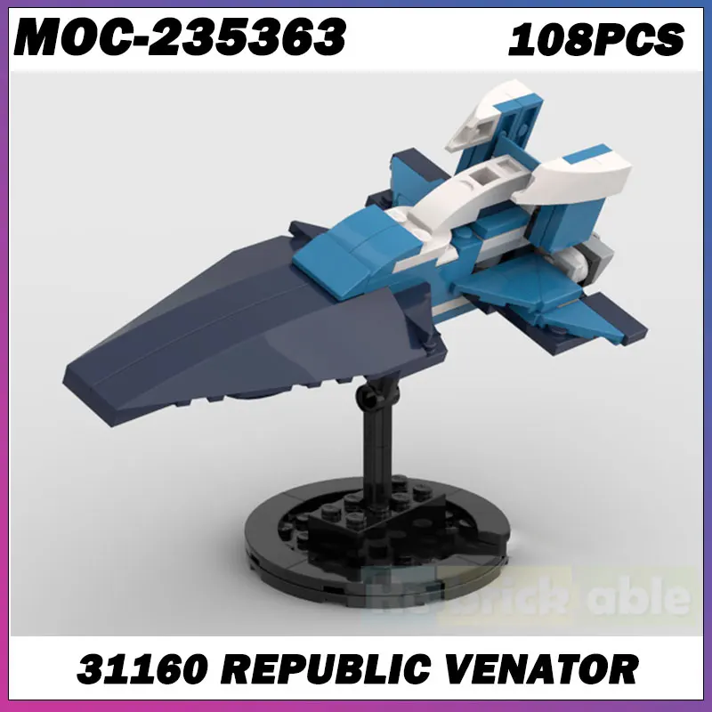 

Строительный блок MOC, серия «Космические войны», синий космический корабль, креативная модель кирпича, образовательная игрушка, подарки на день рождения для взрослых, MOC-235363, 108 шт.