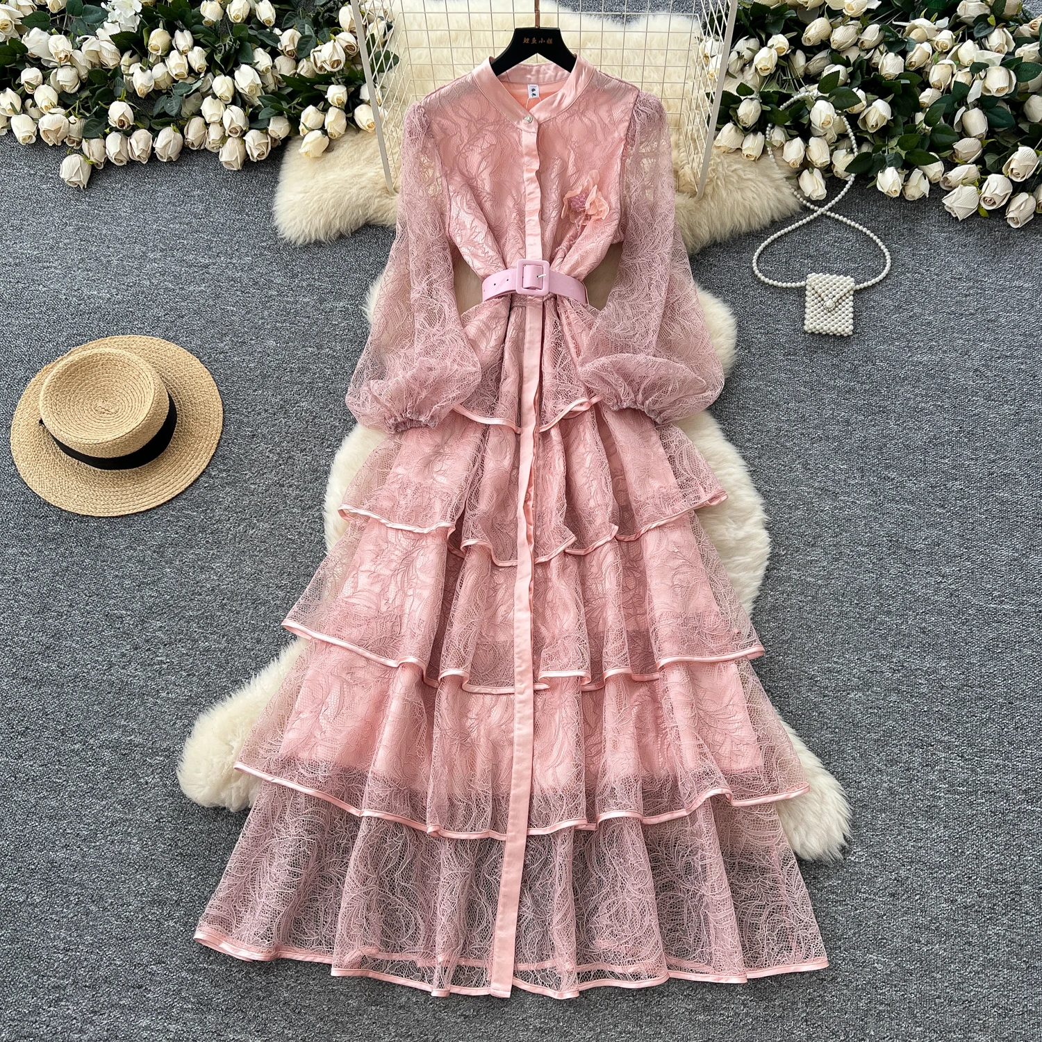 

Chic vintage Sexy Single Breasted ruffle Fairy Summer Women Boho Sundress women clothing Long dress