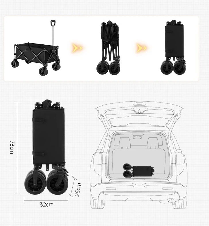

Camping outdoor camping carts, foldable play, picnics, camping trailers, small trolleys spring walkers