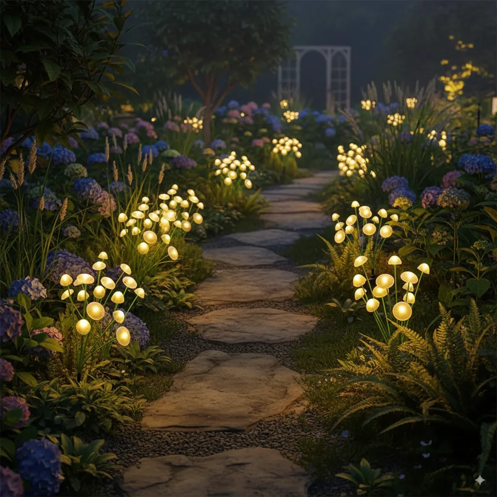 

Солнечные садовые фонари, светодиодный светильник в виде медузы, патио, уличный водонепроницаемый грибной пейзаж, освещение для газона, земляной путь