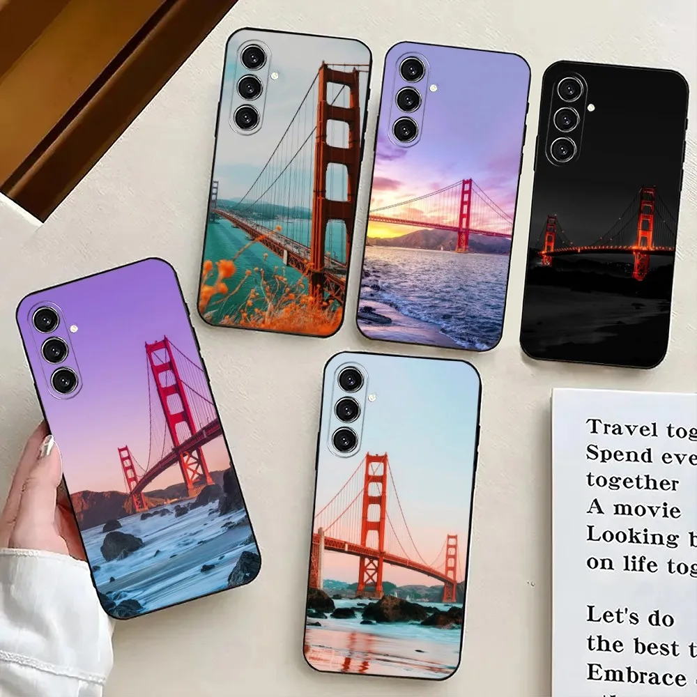 Golden Gate Bridge San Francisco Phone Case For Samsung S24,21,22,23,30,Ultra,S20,Plus,Fe,Lite,Note,10,9,5G Black Soft Cover