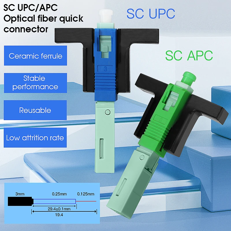 

SCAPC/UPC Optical Fiber Quick Connector FTTH Embedded Leather Wire Fast Connector SM Fiber Optic Cold splicing Assembly Tools