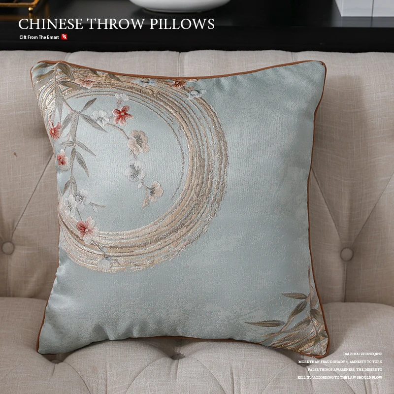 ancient Chinese plain color cushion cover jacquard pillow cover sofa waist pillow case