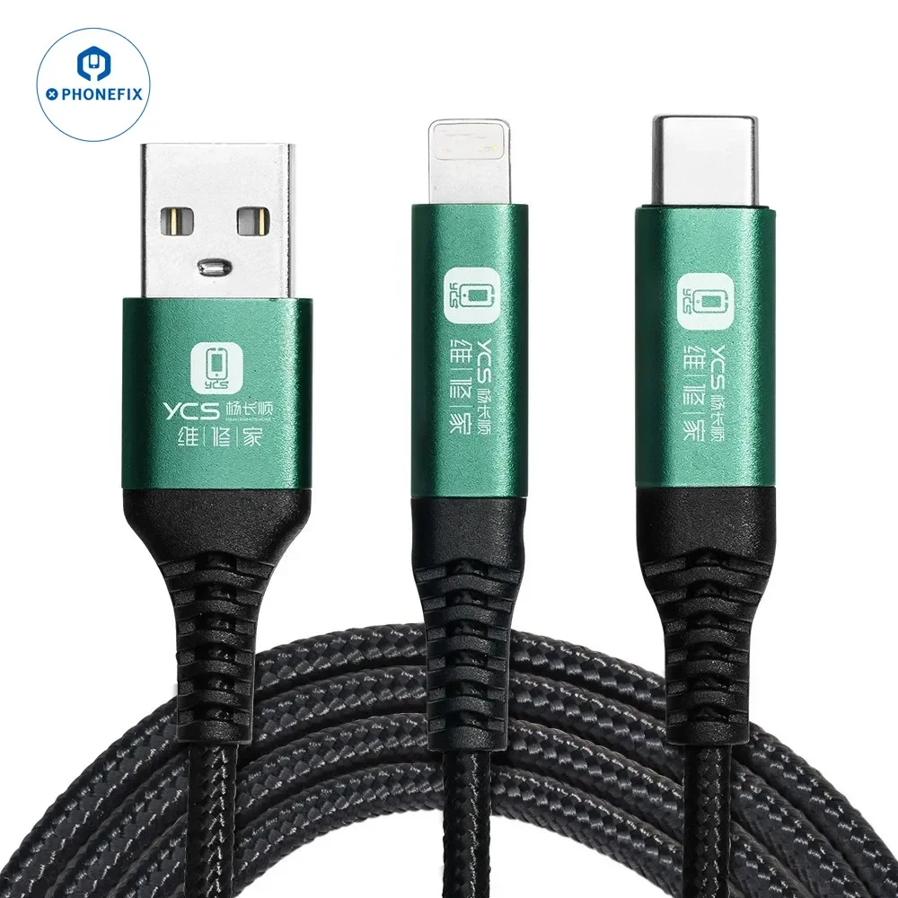 Cable de recuperación de doble cabezal YCS para iPhone X 11 12 13 14 15 16PM modo de recuperación Lightning tipo C entrada Cable de transferencia de datos de carga