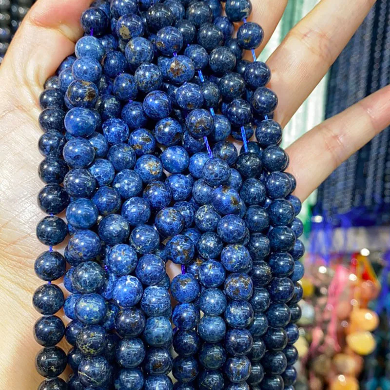 Wholesale Natural Beads AA Blue Spinel Beryl Smooth Round Loose Beads For Jewelry Making DIY Bracelets Necklace