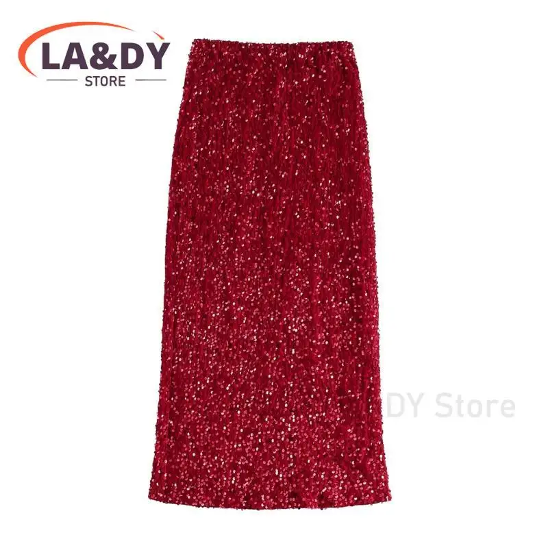 Sequin Mini Skirt Women 2024 Fashion Slim Ladies Solid Color Casual Versatile Party Skirts Female