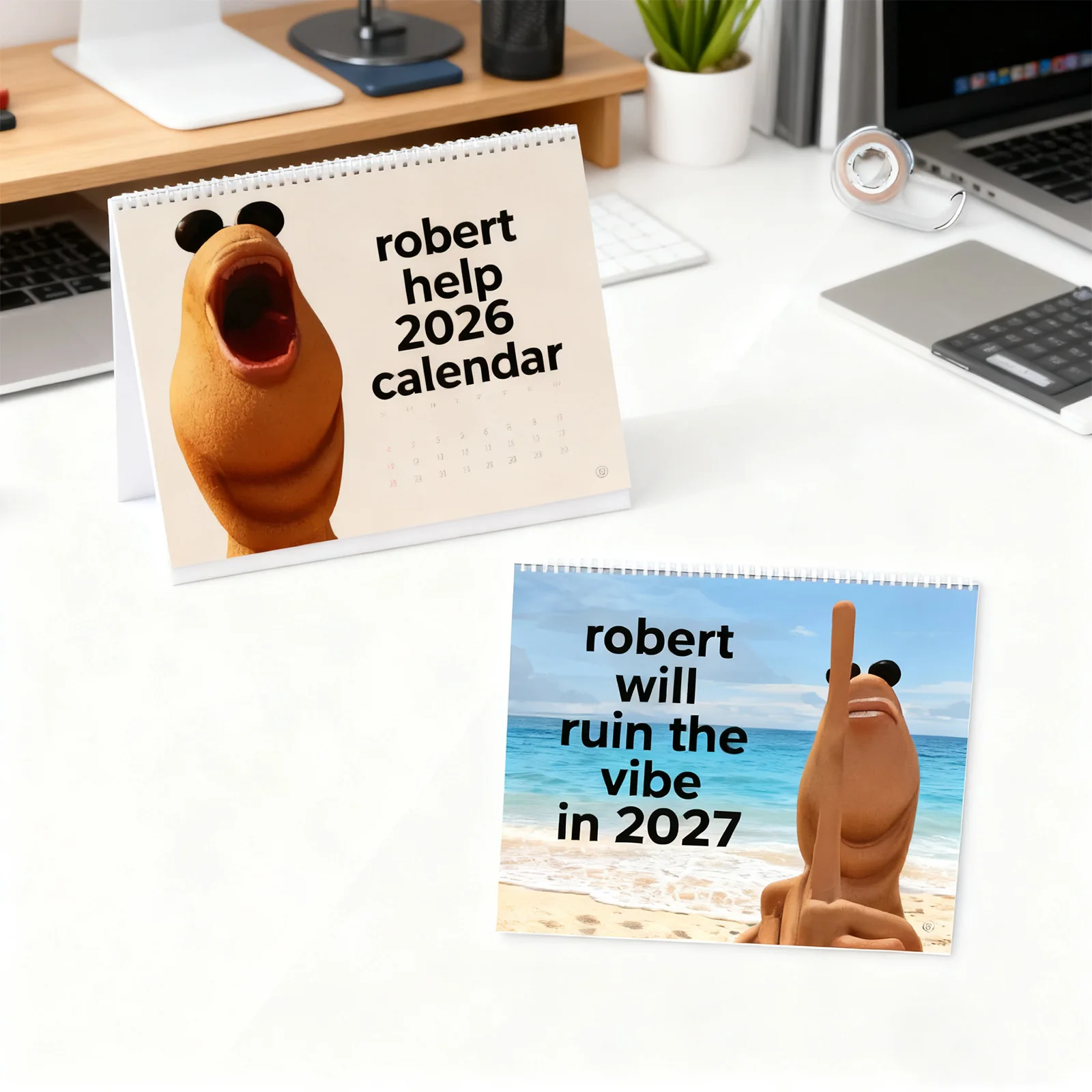 2026 Funny Meme Wall Calendar, Robert The Worm Hanging Calendar with Tear-Off Pages for Home Office School Decor Gifts