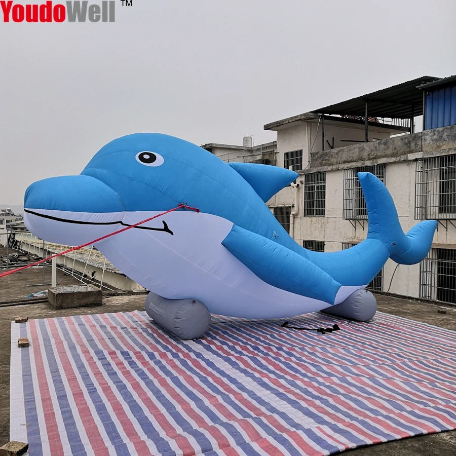 Elastic Dolphin Model, Blue Dolphin Gas Model Lovely Aquatic Museum Children'S Swimming Pool House Underwater World