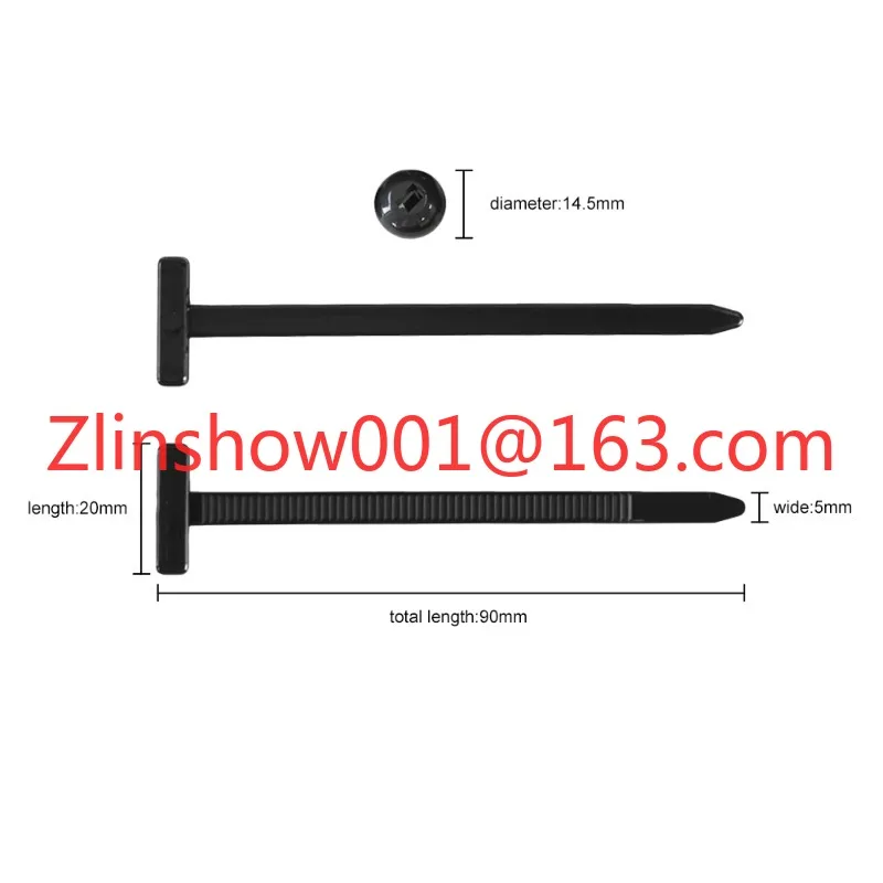 Self-Locking T Type Cable Ties Black Color for Car Repairs - Fix for Engine, Fender Liner, Mudguard & Trunk Interior