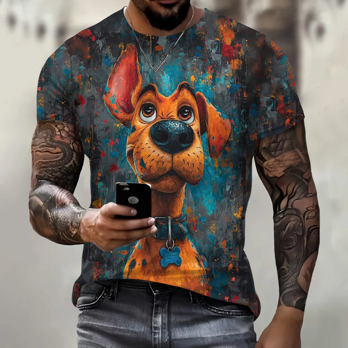 

Funny 3D Dog Print Men's T Shirt Casual O-neck Loose Short Sleeve Fashion Trend Men Clothing Summer Breathable Oversized T-shirt