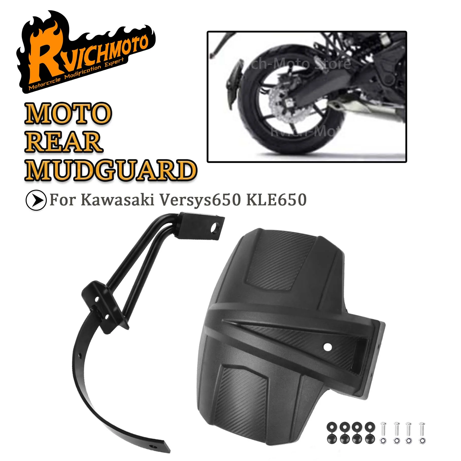 

KLE650 Motorcycle Rear Mudguard Fender For Kawasaki Versys 650 KLE Versys650 2015-2024 Sand Shield Wheel Hugger Mud Splash Guard