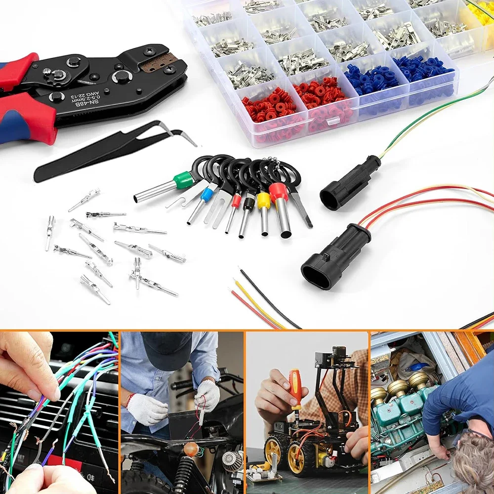 1050Pcs-26Type Automobile Electric Connector Pins, Male Female Car Electrical Wire Terminal Pins Connector Kit VW Pin Terminal