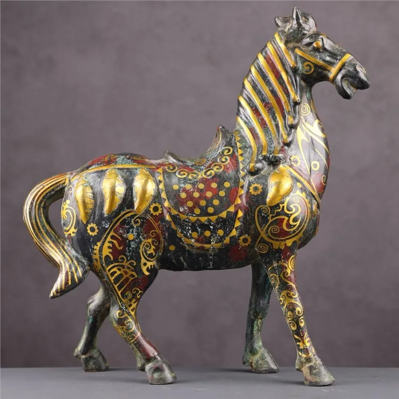 Bronze Ware Wrong Golden Horse Decoration Home Living Room Entrance Antique Shelf Decoration Crafts Opening Gift