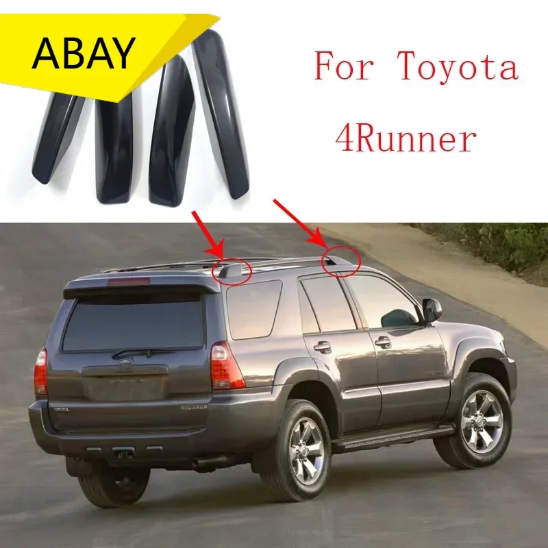 Portaequipajes de plástico negro para techo de coche, cubierta de repuesto para extremo de riel de barra, cubierta de carcasa para Toyota 4Runner N210 2003-2009 Hilux Surf SW4 ABS