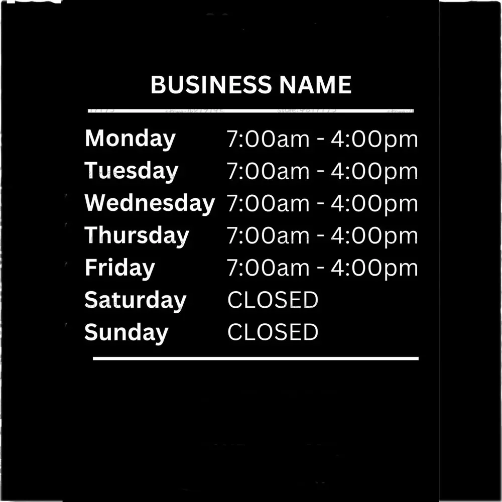 Opening Hours With Custom Business Logo Shop Custom Window Door Vinyl Sticker Decal For Store Restaurant Office Salon