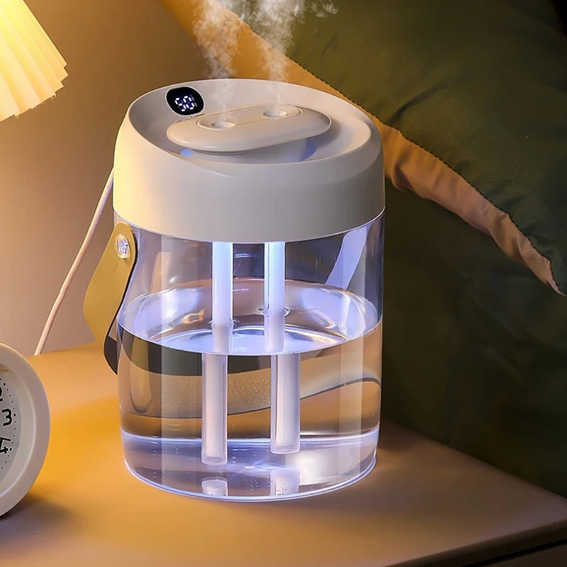 1 PCS 2L Double Nozzle Humidifier Office Desktop Portable Air Atomizer USB Chargeable Digital Display Humidification Nebulizer