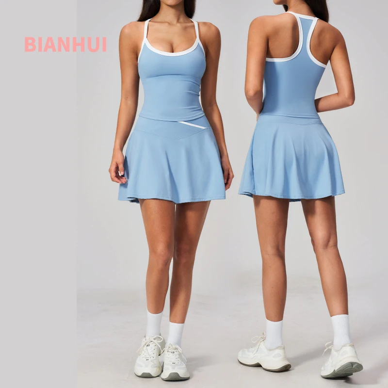 

Women's Tracksuit 2 Piece Yoga Suit Yoga Wear Nude Feel Anti-exposure Gym Clothes Sports Outdoor Short Skirt A Women's Outfit