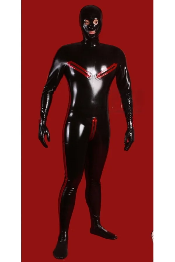 Latex Rubber Gummi Schwarz Catsuit Cosplay Bodysuit Zentai 0.4mm S-XXL