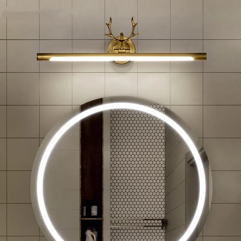 Imagem -05 - Modern Led Mirror Light For Washroom Maquiagem Vanity Cabinet Black Gold Antlers Banheiro Comodidades Decoração Lâmpada de Parede Iluminação Interior