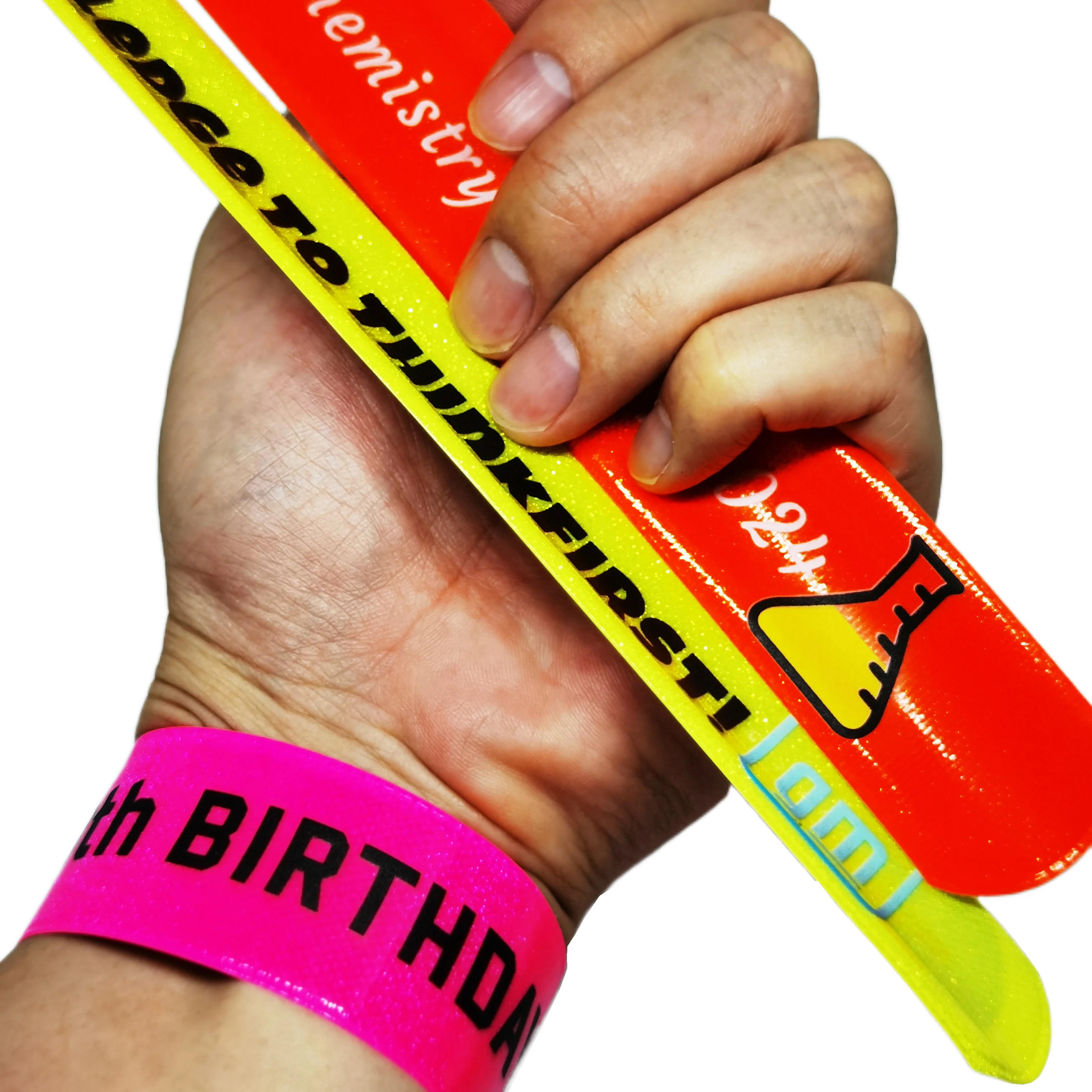 50Pcs Custom Slap Bracelets Personalized Logo Wristbands Bulk for Party Favors, Birthday, Classroom Rewards, Events, Fundraisers